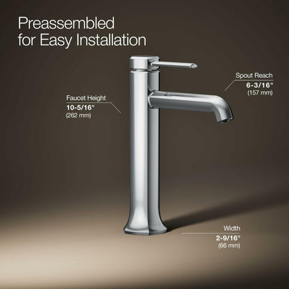 Kohler 27003-4-CP Occasion® Tall Single-Handle Bathroom Sink Faucet, 1.2 gpm, Polished Chrome