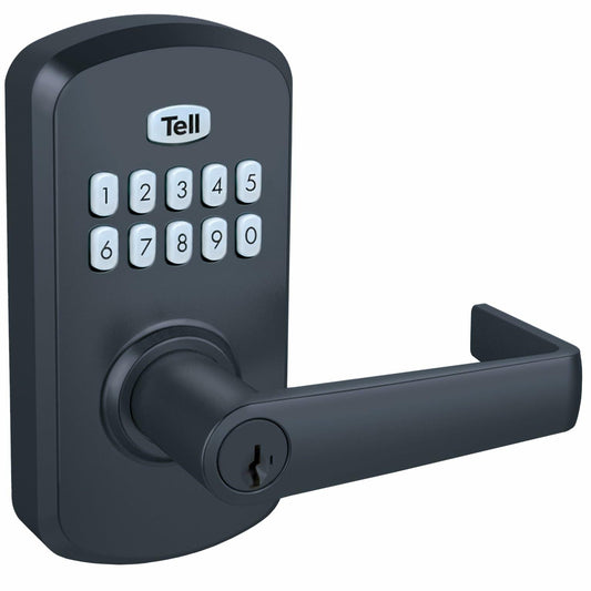 Tell Commercial Electronic Keypad Lock with Cortland Lever Matte Black