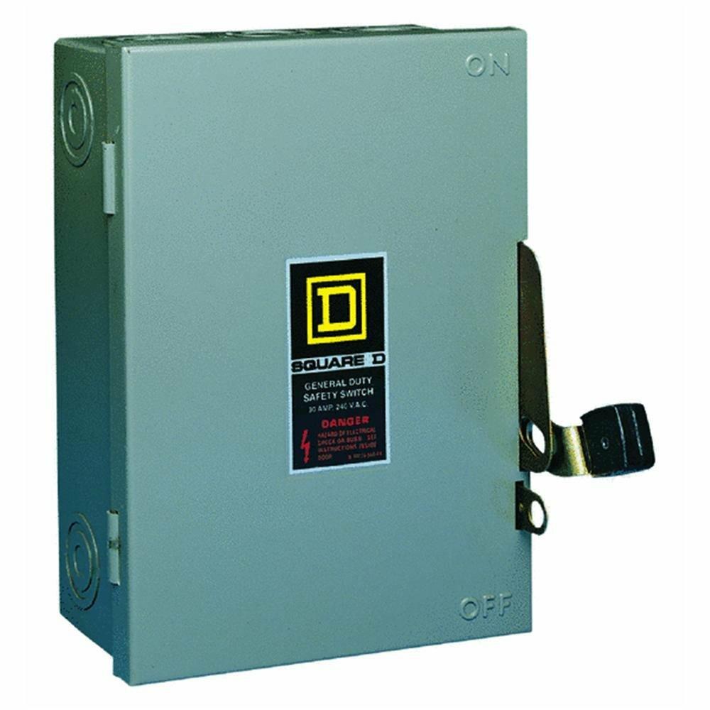 Square D - D211NCP General Duty Safety Switch, Fusible, 30-Amp, 120V, 2-Pole, Indoor, W/Neutral