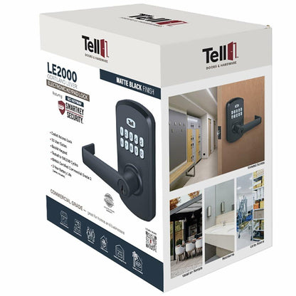 Tell Commercial Electronic Keypad Lock with Cortland Lever Matte Black