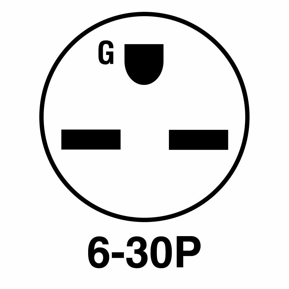 Legrand Pass & Seymour 3869CC6 30/50 Amp 250V 2 Pole 3 Wire Angle Plug, NEMA 6 30P and 6 50P, Black (1 Count)