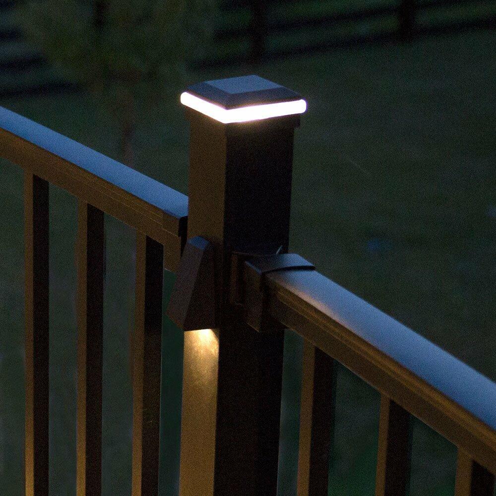 TREX BKALCAPLED25 LED Aluminum Post Cap Light, Charcoal Black/Classic White/Bronze