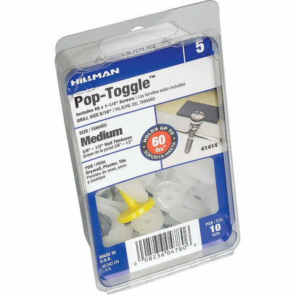 Hillman 3/8 in. Dia. x 1-1/4 in. L Zinc Pan Head Pop-Toggle Anchors