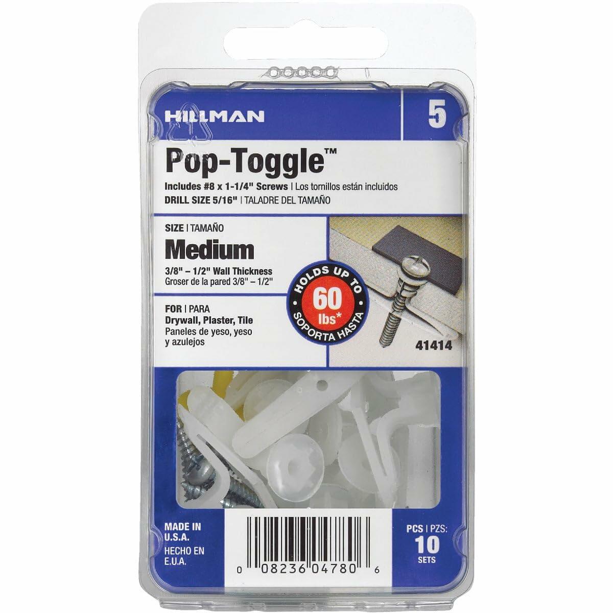 Hillman 3/8 in. Dia. x 1-1/4 in. L Zinc Pan Head Pop-Toggle Anchors
