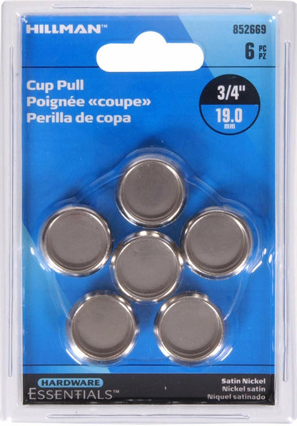 Hillman Group 852669 Carded - Cup Pull, Satin Nickel - 0.75 in.