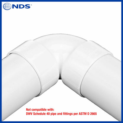 NDS 3 in. Dia. x 3-1/2 in. L Hub 90 deg. PVC Elbow