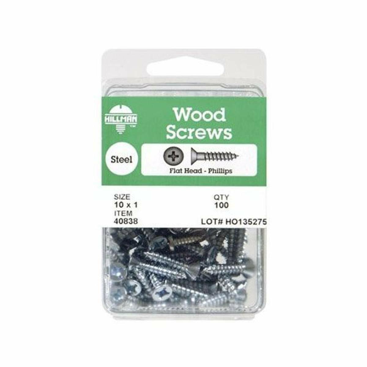 Hillman Wood Screws No. 10 X 1 " Phillips Flat Head Pack of 5