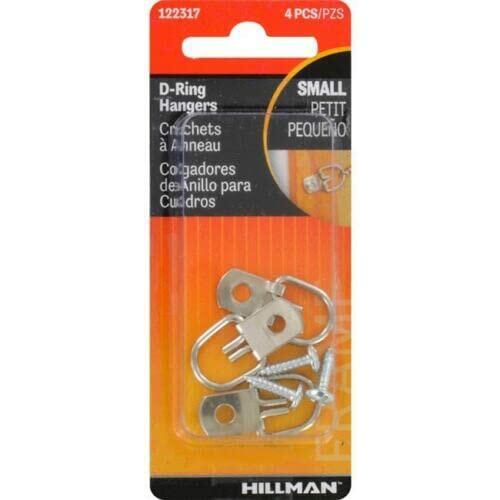 Hillman D-Ring Hanger Small Zinc 4pc