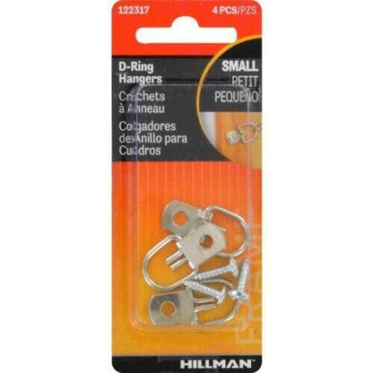 Hillman D-Ring Hanger Small Zinc 4pc