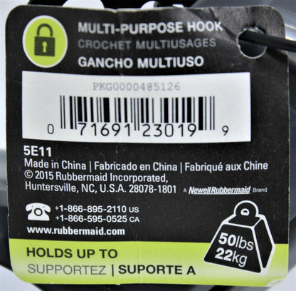 Rubbermaid Garage FastTrack® Rail Multi-Purpose Hook, Satin Nickel