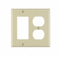 Leviton 2-Gang 1-Duplex 1-Decora/GFCI Device Combination Wallplate, Standard Size, Thermoset, Device Mount, 80455-I, Ivory