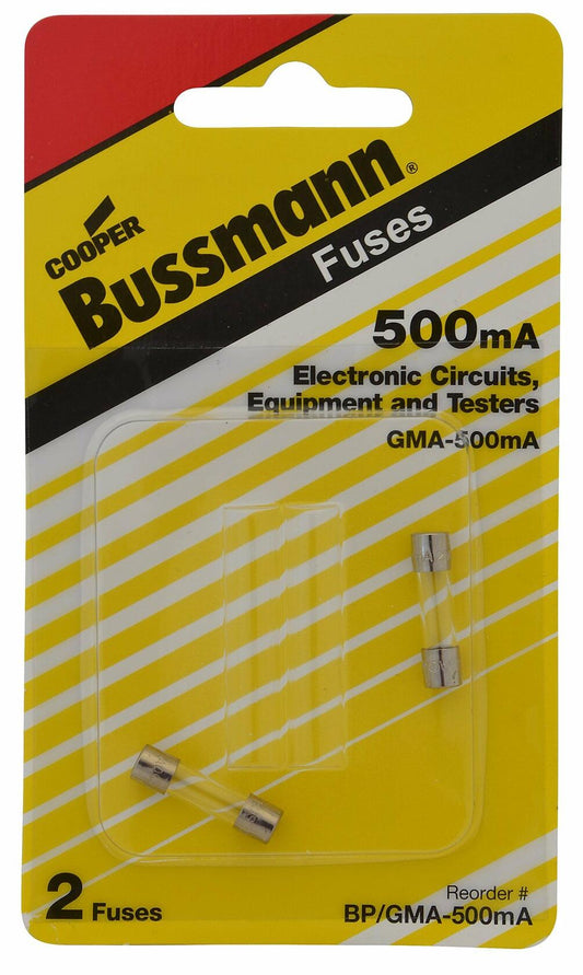 Bussman BP/GMA-500MA 500 Amp Glass Tube Fast Acting Electronic Fuse 2 Count