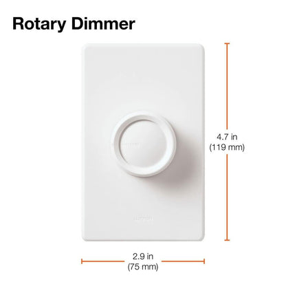 Lutron Rotary Dimmer for Incandescent Bulbs, 600-Watt Single-Pole/3-Way Preset, D-603P-IV, Ivory