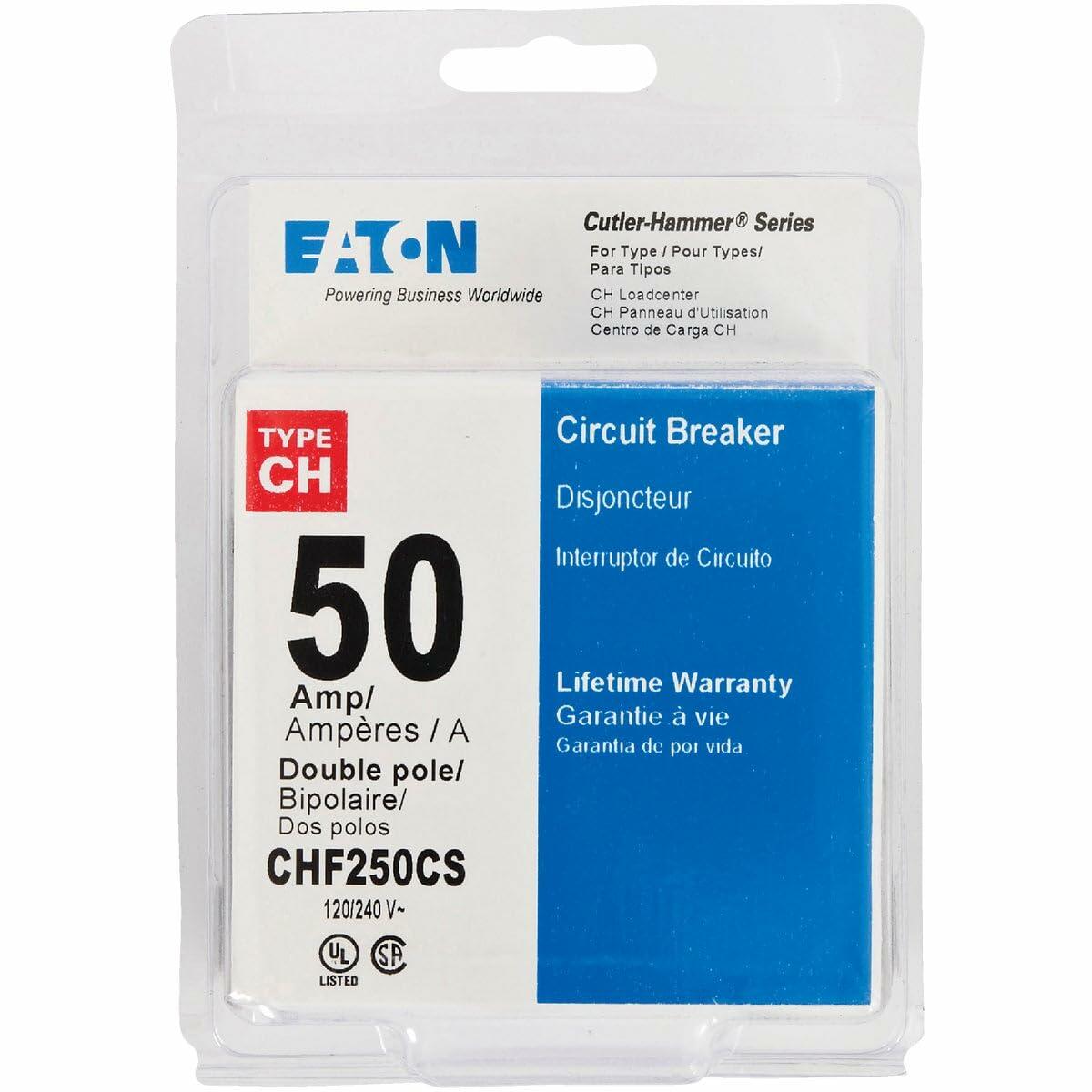 Eaton CHF250CS 50 Amp Cutler Hammer Double Pole Circuit Breaker