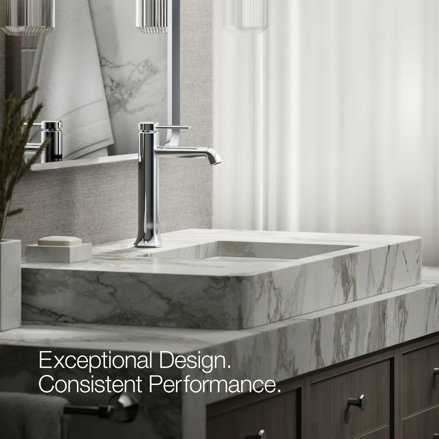 Kohler 27003-4-CP Occasion® Tall Single-Handle Bathroom Sink Faucet, 1.2 gpm, Polished Chrome