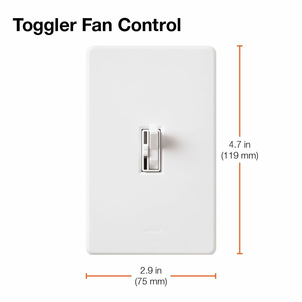 Lutron Toggler Quiet 3-Speed Slide-To-Off Fan Control, 1.5-Amp, Single-Pole/3-Way, AYFSQ-F-IV, Ivory
