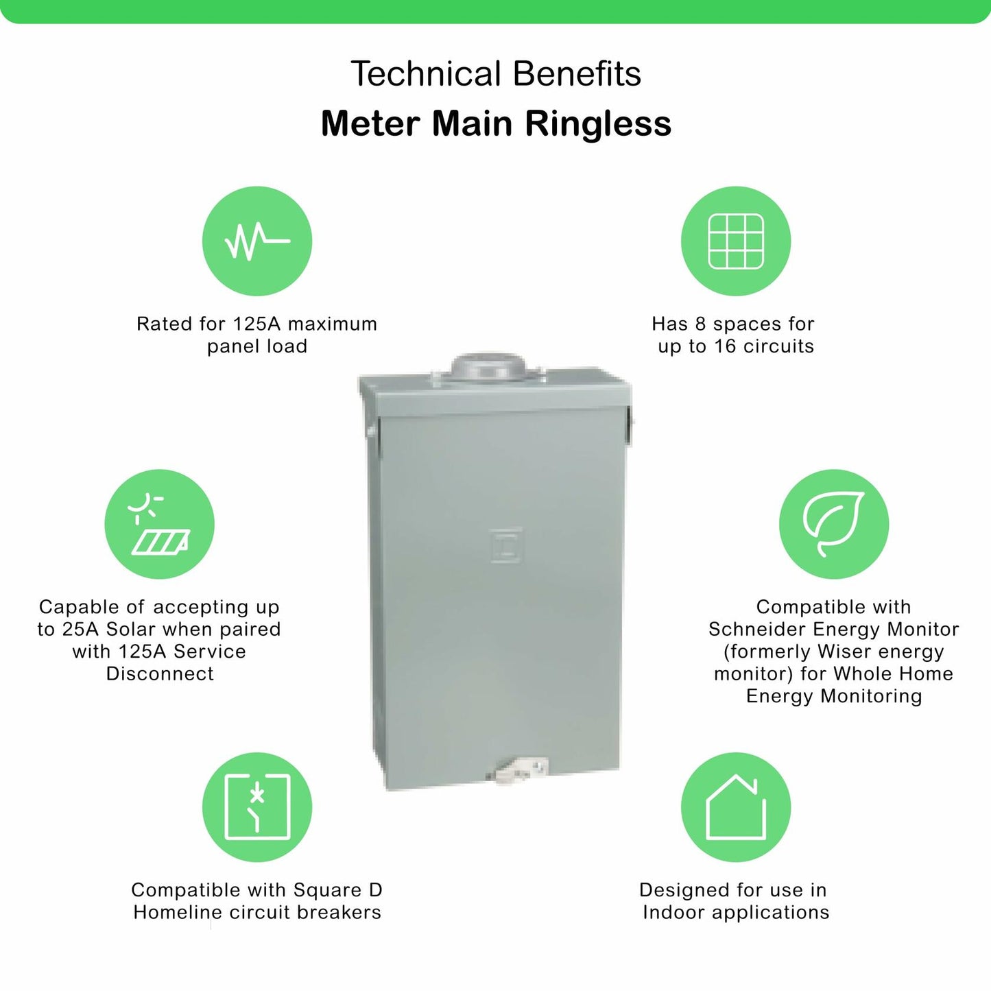 Square D by Schneider Electric Square D - HOM816L125PC Homeline 125 Amp 8-Space 16-Circuit Indoor Main Lugs Load Center with Cover (Plug-on Neutral Ready)