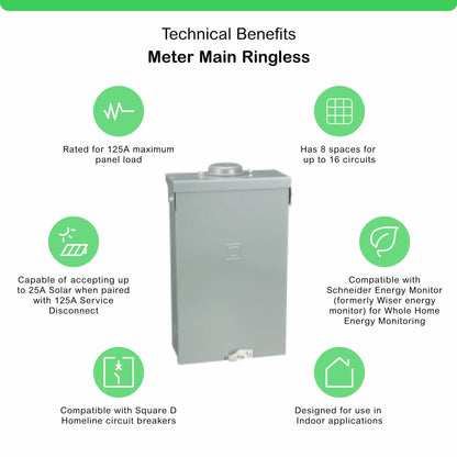 Square D by Schneider Electric Square D - HOM816L125PC Homeline 125 Amp 8-Space 16-Circuit Indoor Main Lugs Load Center with Cover (Plug-on Neutral Ready)