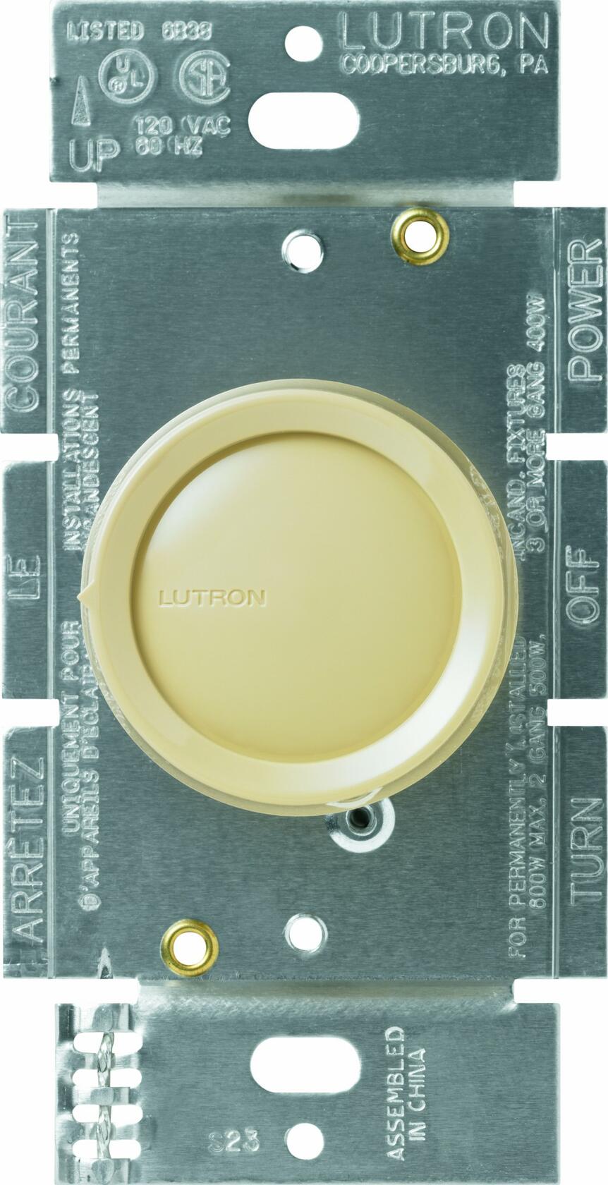 Lutron Rotary Dimmer for Incandescent Bulbs, 600-Watt Single-Pole/3-Way Preset, D-603P-IV, Ivory