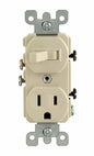 Leviton 108-05225-ISP Combo Single-Pole Switch and Receptacle, Ivory