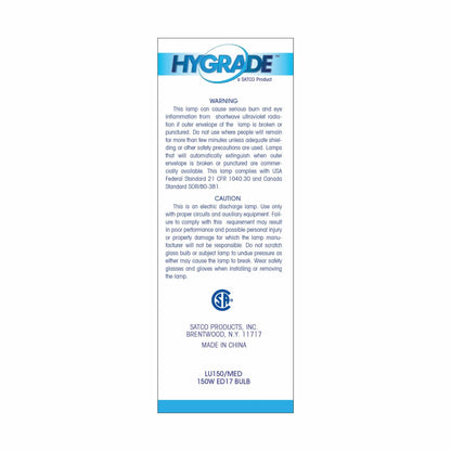 Satco S3129 2100K 150-Watt Clear Medium Base ED17 High Pressure Sodium Lamp