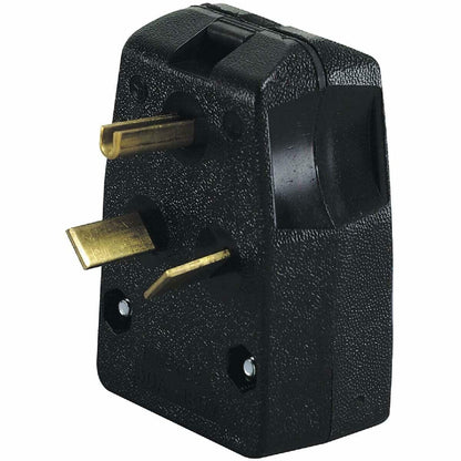 Leviton 287-T Dual Power Straight Blade Angle Plug, 125/250 V, 30/50 A, 3 P, 3 W, No Size, Black