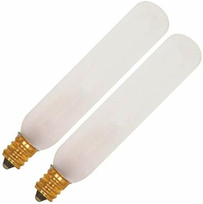 Satco S3715 Blister Pack with Two T6 Candelabra Tubular 15 Watt 120V Incandescent Dimmable Frosted Bulbs; Total of 2 Bulbs; C-5A Filament; E12 ANSI Base; 2700K Warm White