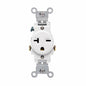 Leviton Single Receptacle Outlet Commercial Specification Grade Smooth Face 20 Amp 250 Volt, Side Wire NEMA 6-20R 2-Pole 3-Wire, White, 5821-W