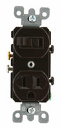 Leviton 5225 15 Amp, 120 Volt, Duplex Style Combination Single Pole Switch/Receptacle Grounding, Brown