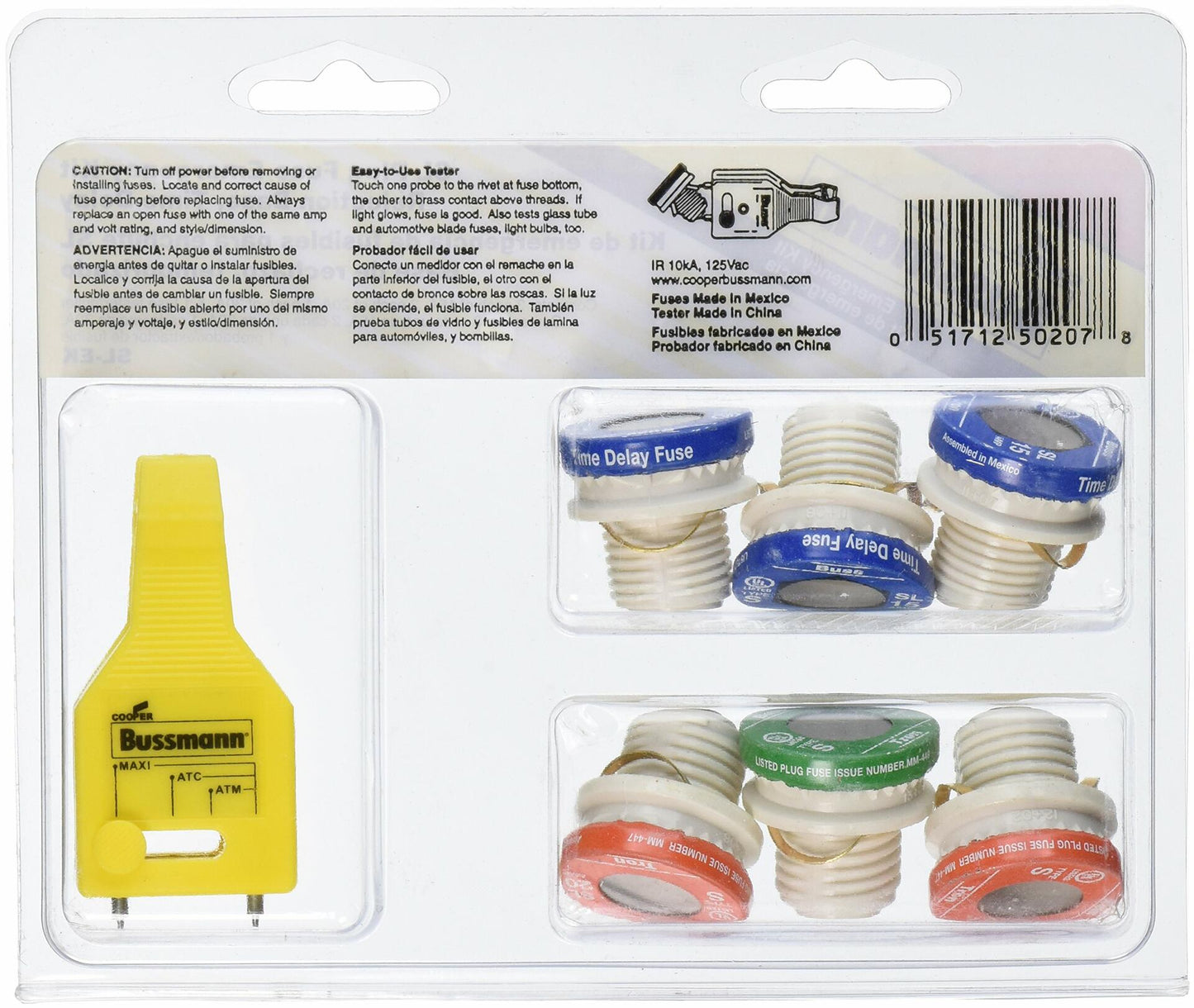 Bussmann SL-EK SL Fuse Assortment Contains 3 Ea. SL-15, 2 Ea. SL-20 And 1 Ea. SL-30 And 1 Fuse Tester, 6-Pack plus Tester