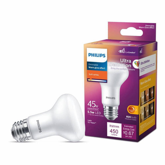 Philips 45W Equivalent Soft White R20 Medium Dimmable LED Floodlight Light Bulb