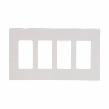 Eaton PJS264W Decorator Screwless Wallplate, 4-Gang, White