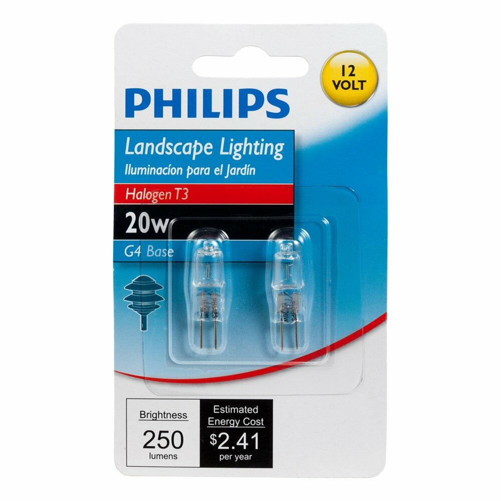 Philips Outdoor Landscape T3 Light Bulb, 250 Lumen, Soft White Light (2800K), 20-Watt, 12-Volt, Bi-Pin Base, 2-Pack