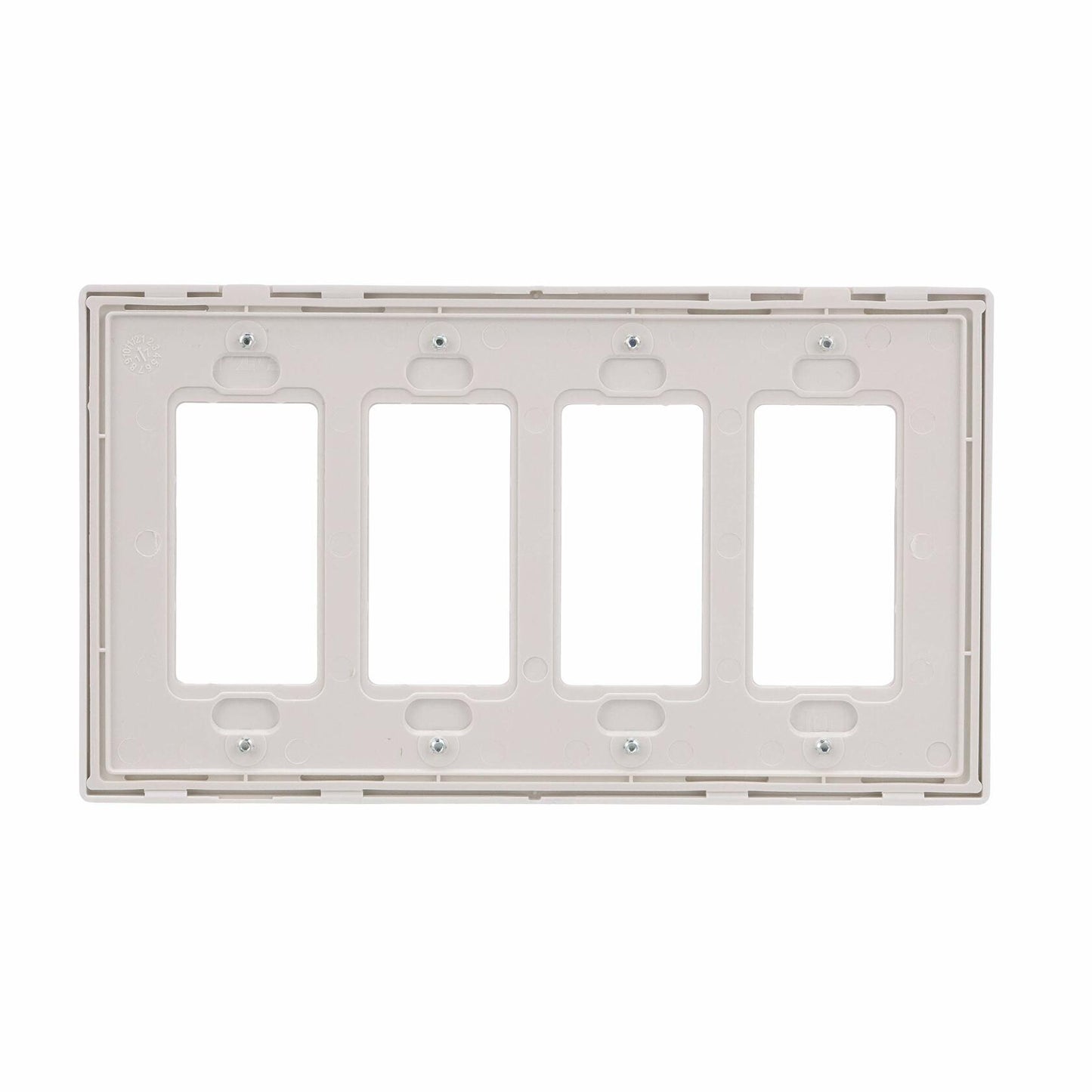 Eaton PJS264W Decorator Screwless Wallplate, 4-Gang, White