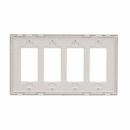Eaton PJS264W Decorator Screwless Wallplate, 4-Gang, White