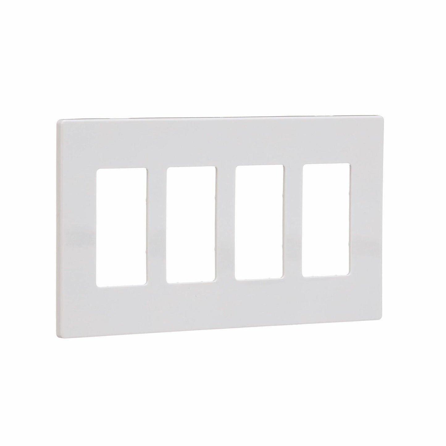 Eaton PJS264W Decorator Screwless Wallplate, 4-Gang, White