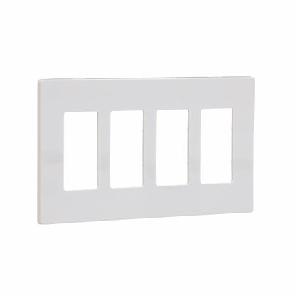 Eaton PJS264W Decorator Screwless Wallplate, 4-Gang, White
