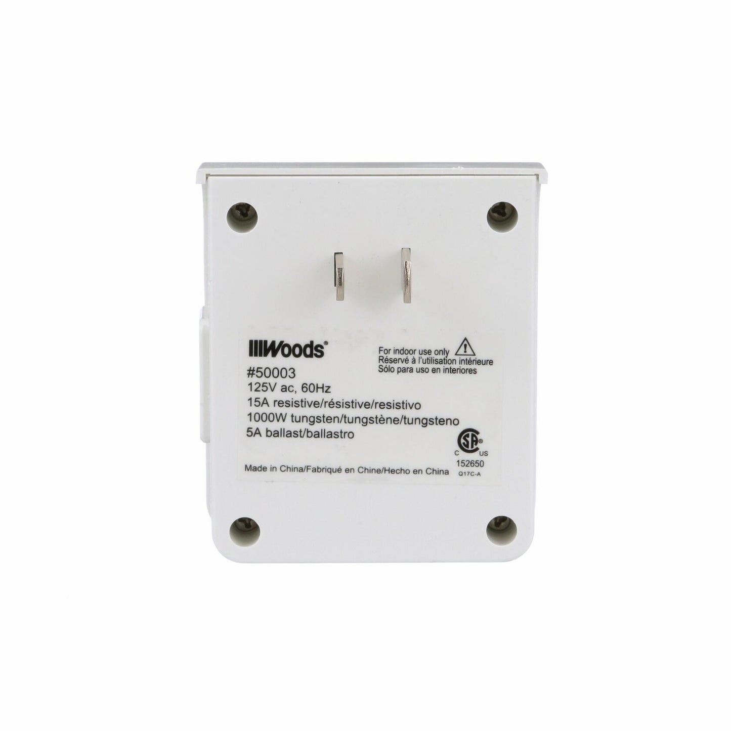 Woods 7-Day Indoor Mechanical Vacation Security Timer; White, 50003