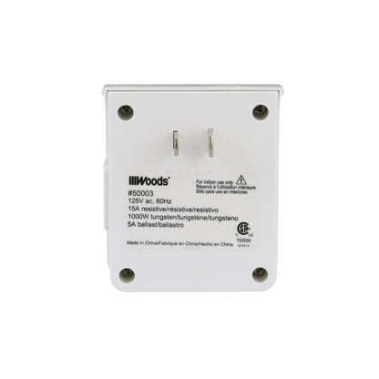 Woods 7-Day Indoor Mechanical Vacation Security Timer; White, 50003