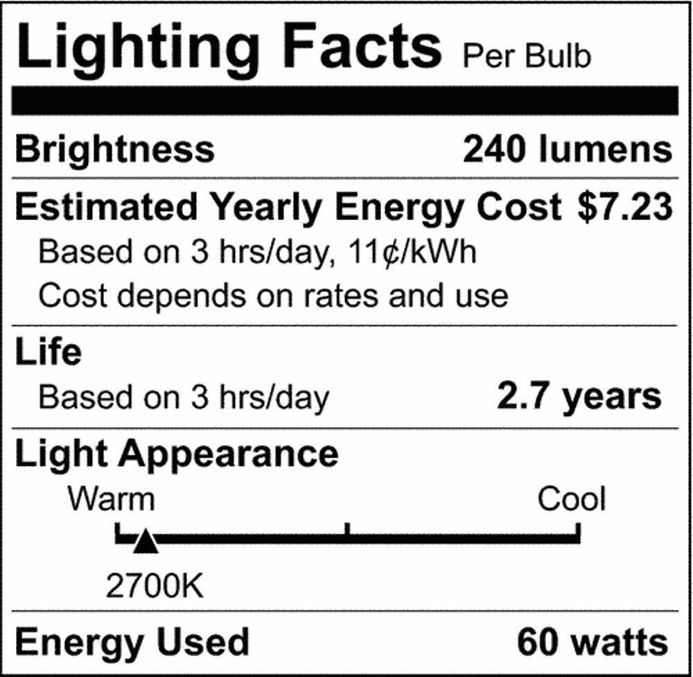 Satco S2419 240 Lumens A19 Incandescent Medium Base Soft White 2700K Vintage Quad Loop Coil Design Light Bulb, Dimmable