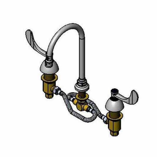 T&S Brass B-2865-05-133XA Medical Faucet, 12" Stainless Steel Flex Lines, Swivel Gooseneck, B-0199-01 Aerator, Wrist Handles