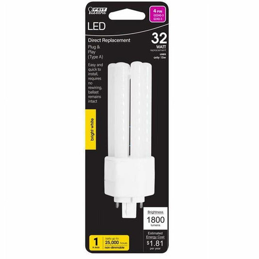 Feit Electric PL GX24Q-3 4-Pin LED Light Bulb Bright White 32 Watt Equivalence 1 pk