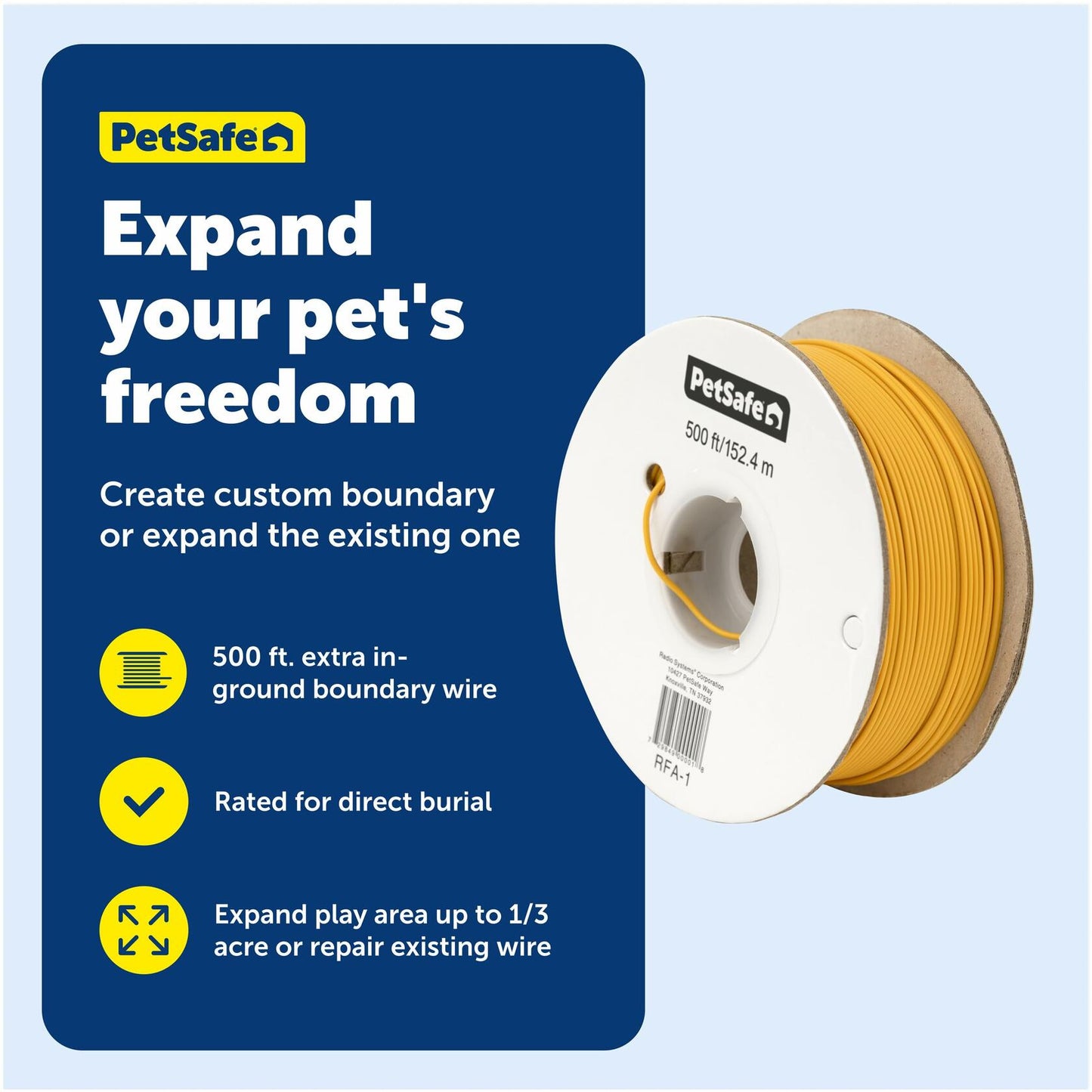 PetSafe Underground Dog Fence Wire (500 Foot) Create Your PetSafe Boundary, Electric Dog Fence Wire (Yellow) - from The Parent Company of IFB