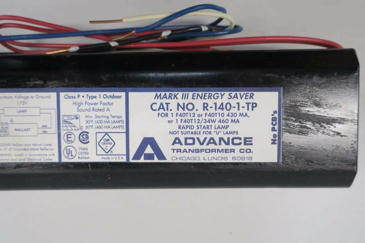 NEW ADVANCE TRANSFORMER R-140-1-TP MARK III ENERGY SAVER 120V-AC BALLAST D554479