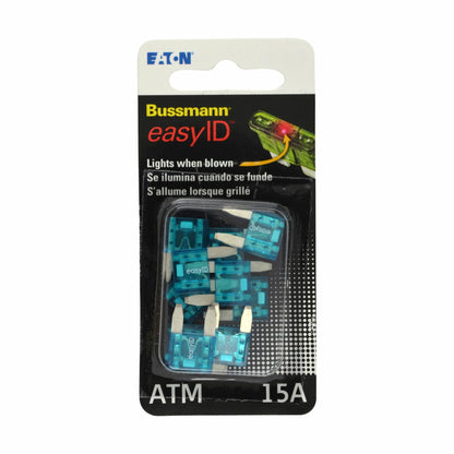 Bussmann VP/ATM-15ID easyID Illuminating Blade Fuse, (Pack of 10)