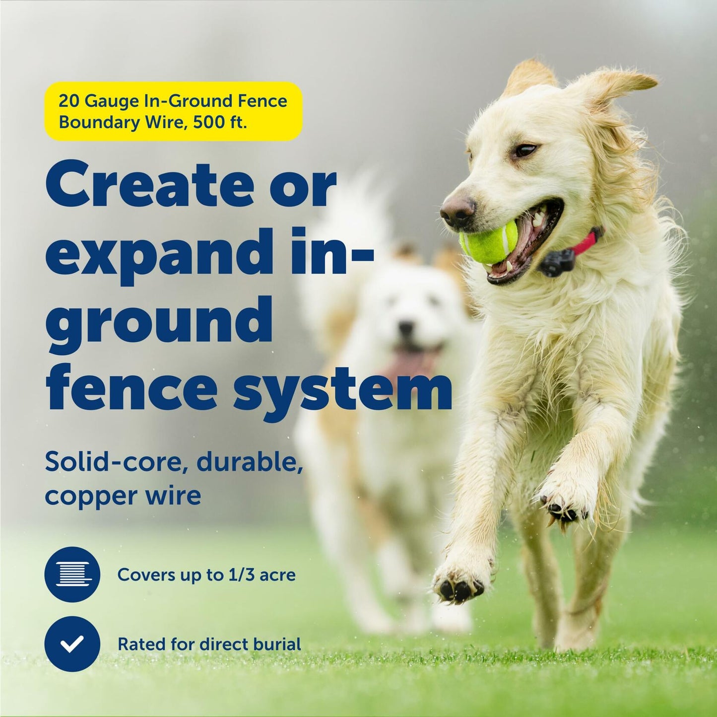 PetSafe Underground Dog Fence Wire (500 Foot) Create Your PetSafe Boundary, Electric Dog Fence Wire (Yellow) - from The Parent Company of IFB