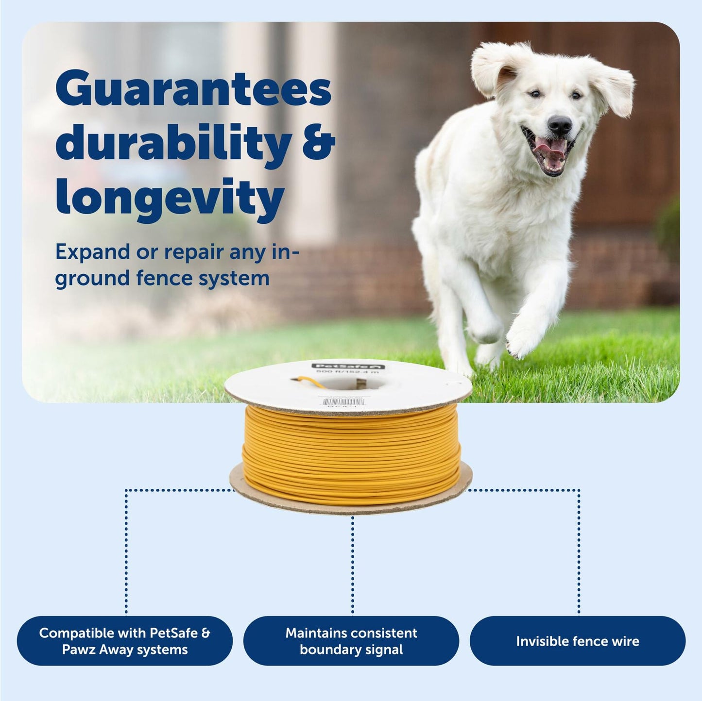 PetSafe Underground Dog Fence Wire (500 Foot) Create Your PetSafe Boundary, Electric Dog Fence Wire (Yellow) - from The Parent Company of IFB