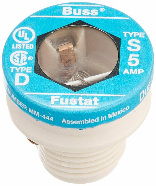 Bussmann S-5 5 Amp Type S Time-Delay Dual-Element Plug Fuse Rejection Base, 125V UL Listed by Bussmann