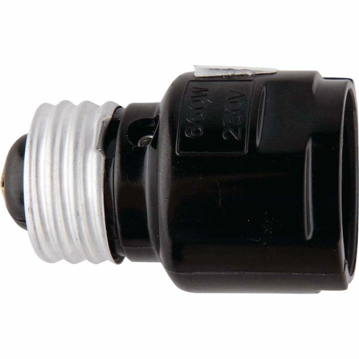 Leviton Medium-Medium Base, One-Piece, Adapters and Extensions, Incandescent, Phenolic Lampholder, 1-3/16 Inch, To Be Used in Phenolic Sockets Only, 2006, Black