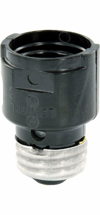 Leviton Medium-Medium Base, One-Piece, Adapters and Extensions, Incandescent, Phenolic Lampholder, 1-3/16 Inch, To Be Used in Phenolic Sockets Only, 2006, Black